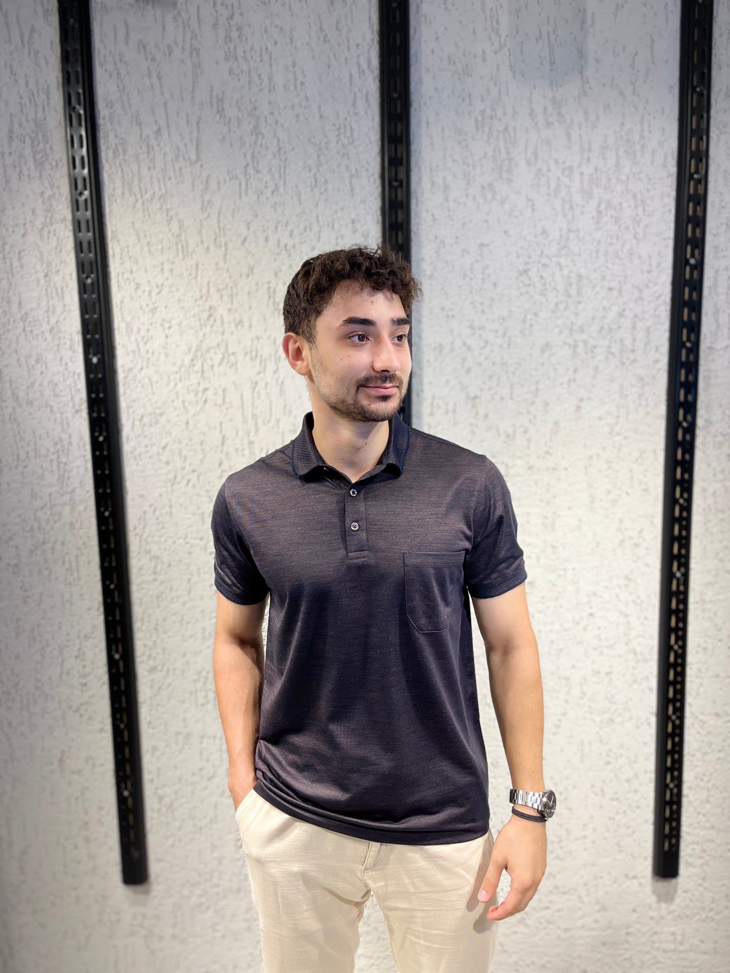 Geometrik Soğuk Baskılı - Cepli Polo Yaka