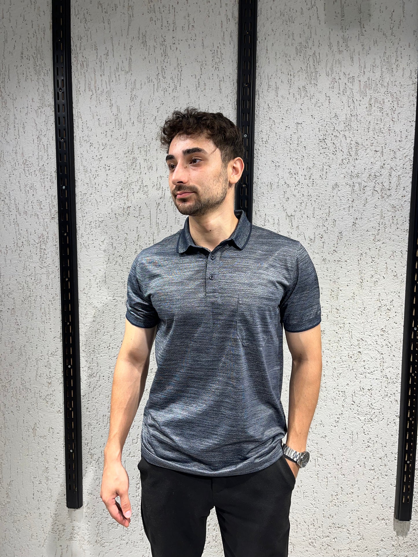 Geometrik Soğuk Baskılı - Cepli Polo Yaka