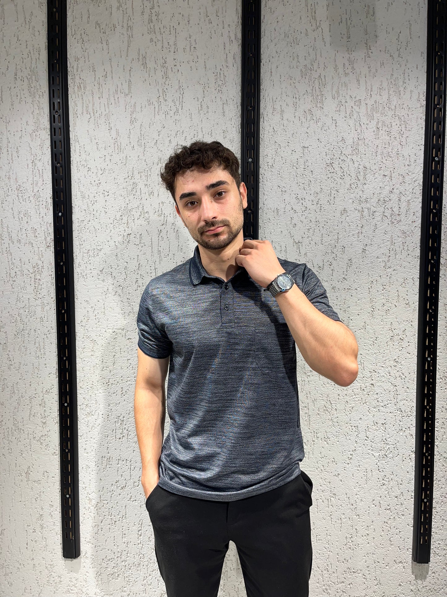 Geometrik Soğuk Baskılı - Cepli Polo Yaka