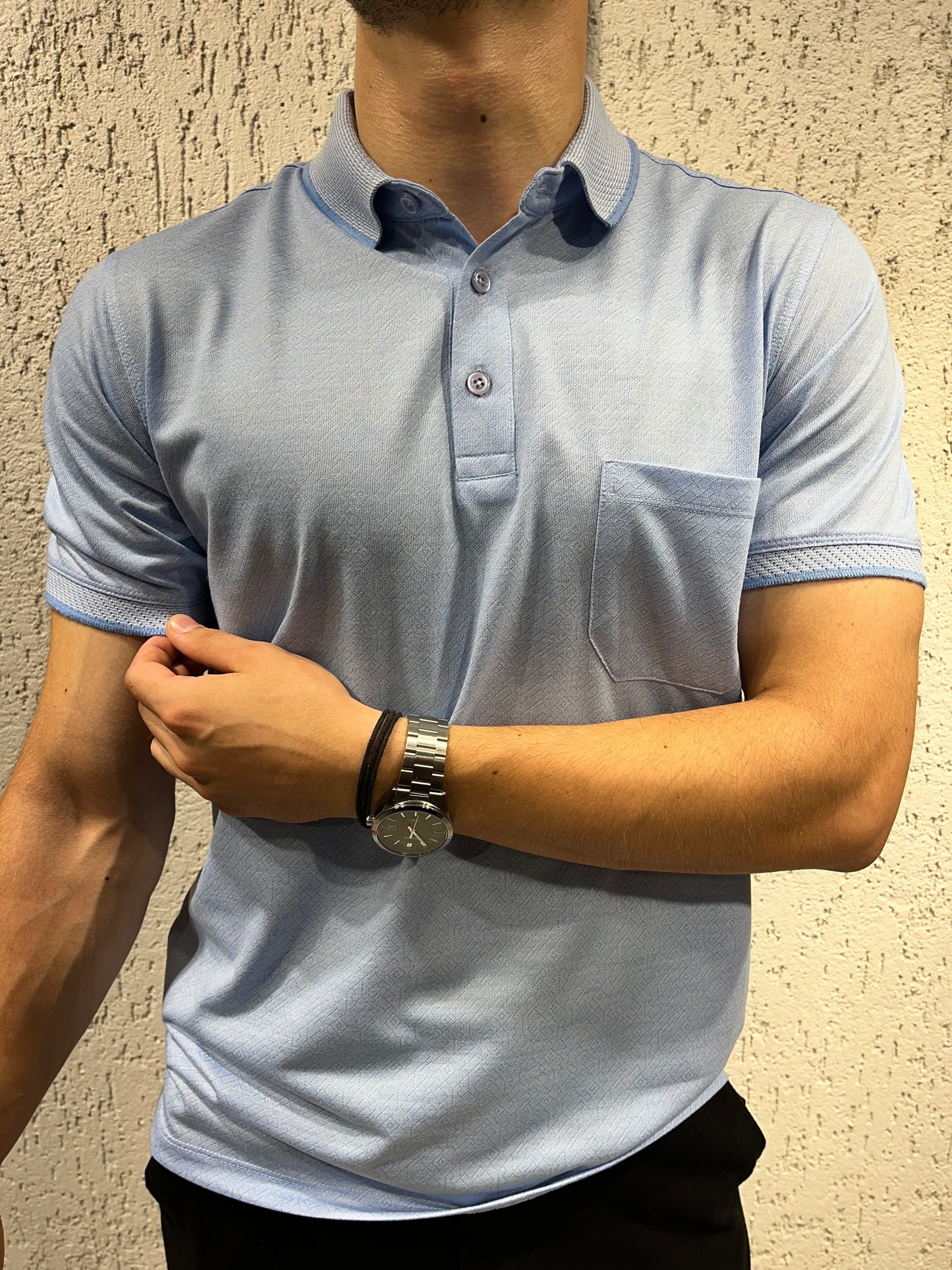 Geometrik Soğuk Baskılı - Cepli Polo Yaka