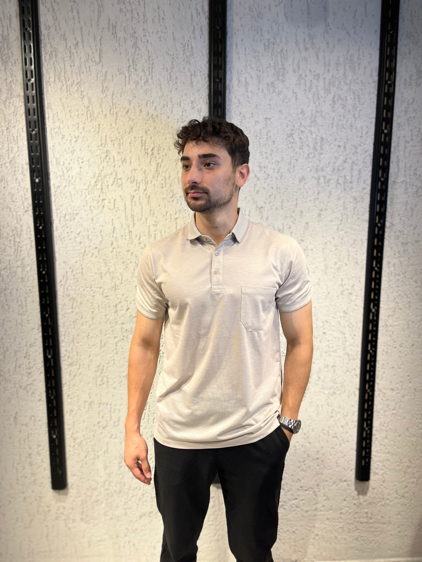 Geometrik Soğuk Baskılı - Cepli Polo Yaka