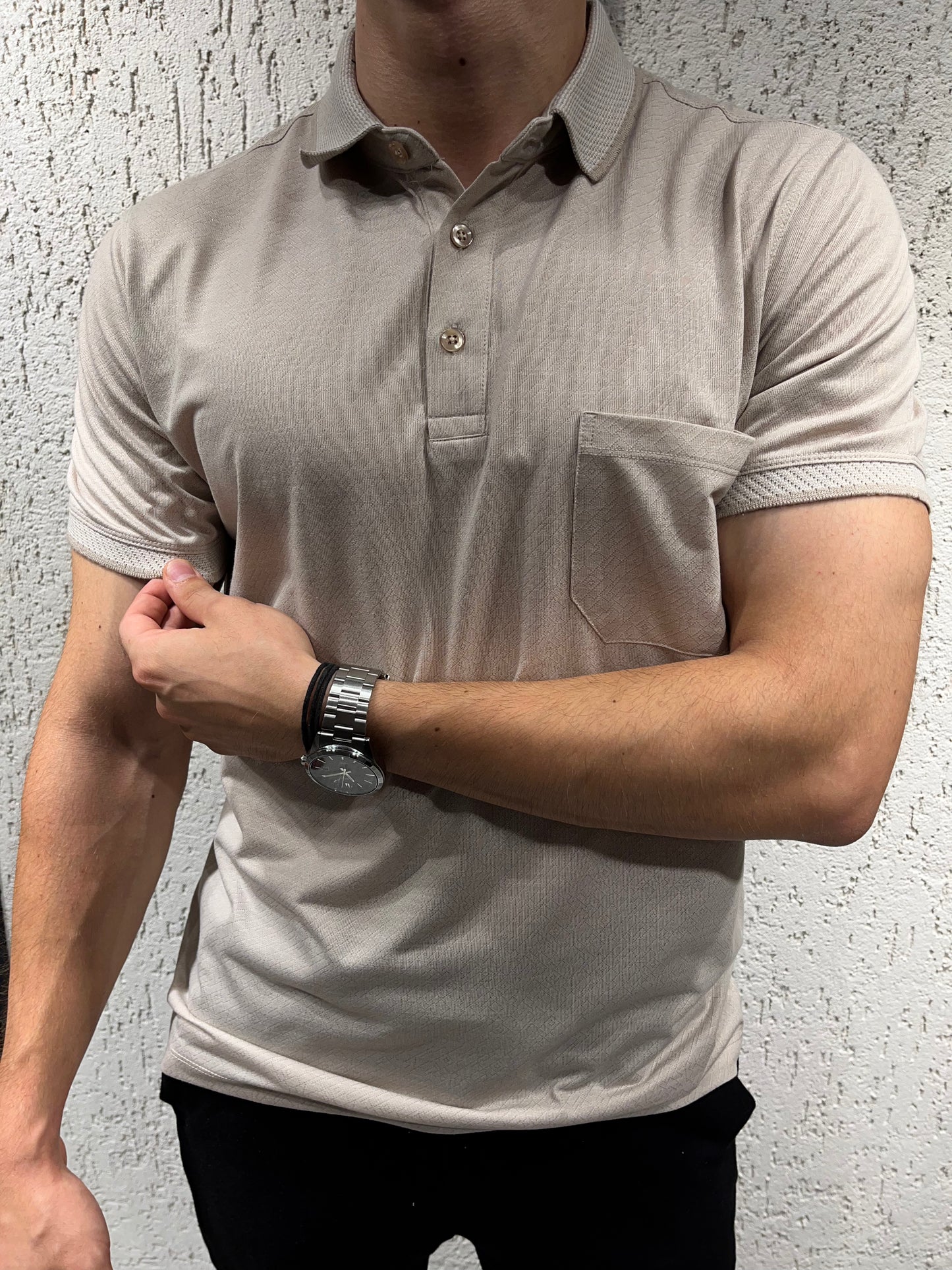 Geometrik Soğuk Baskılı - Cepli Polo Yaka