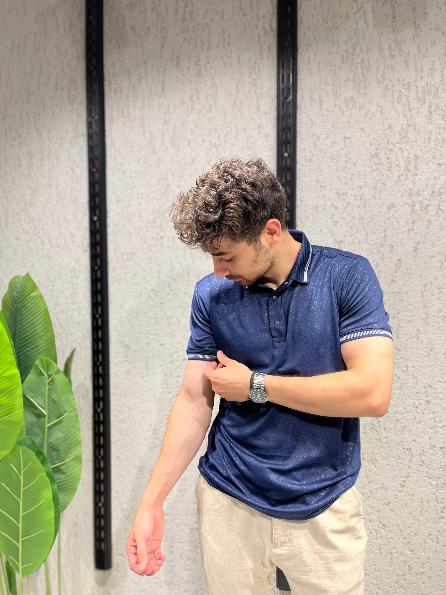 Kirpi Desenli Polo Yaka