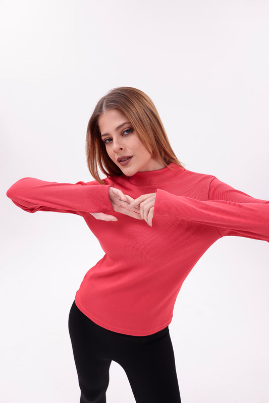 Yarım Balıkçı Yaka Parmak Detaylı Fit Body